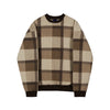 Men's Loose Fit Round Neck Plush Plaid Sweater - A Trendy Top for Comfort and Style