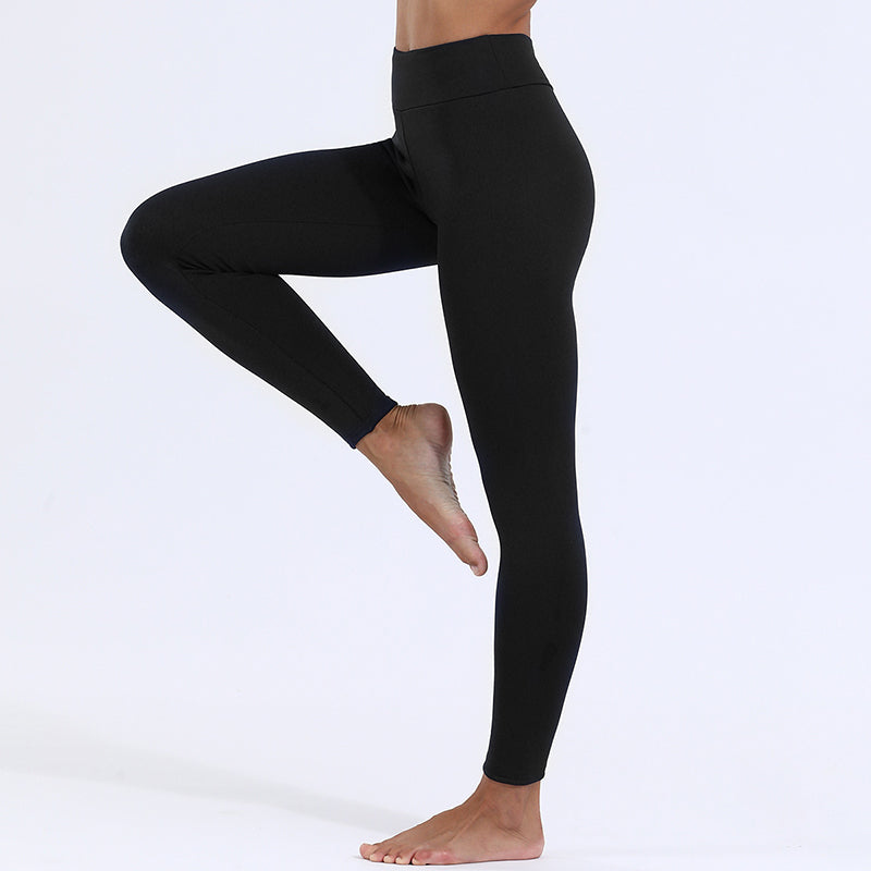 Cold-Weather Leggings with High Stretch and Cozy Lamb Cashmere Lining for Women's Fitness – Thick and Warm Skinny Pants