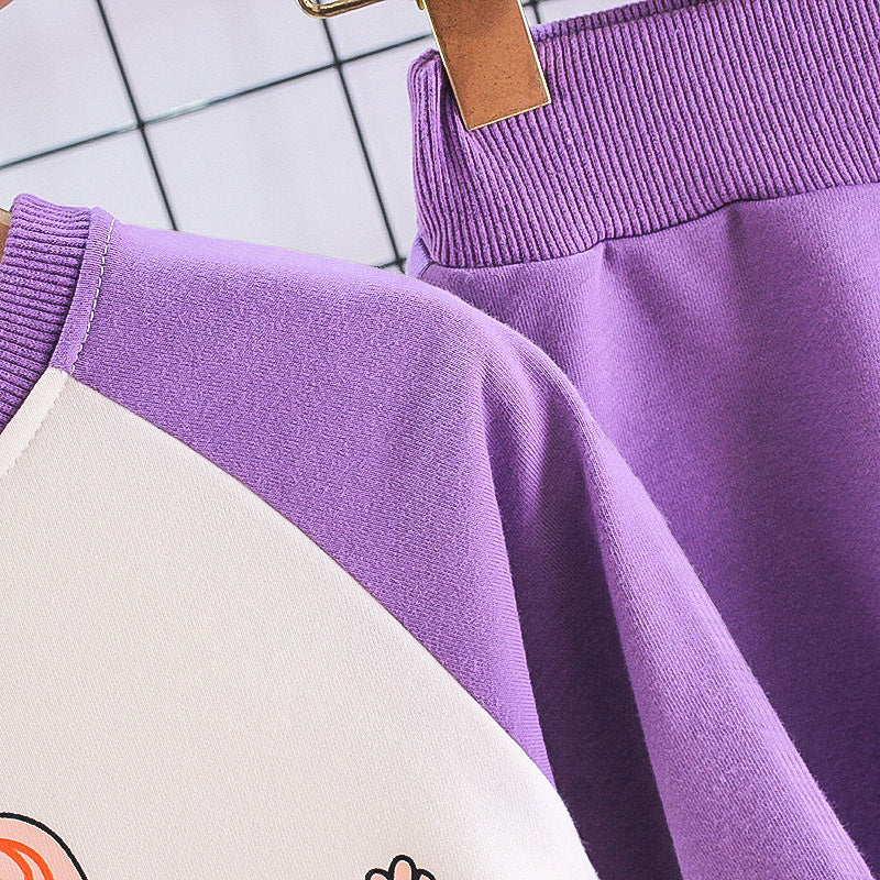 Male And Female Baby Cartoon Long-sleeved Two-piece Suit