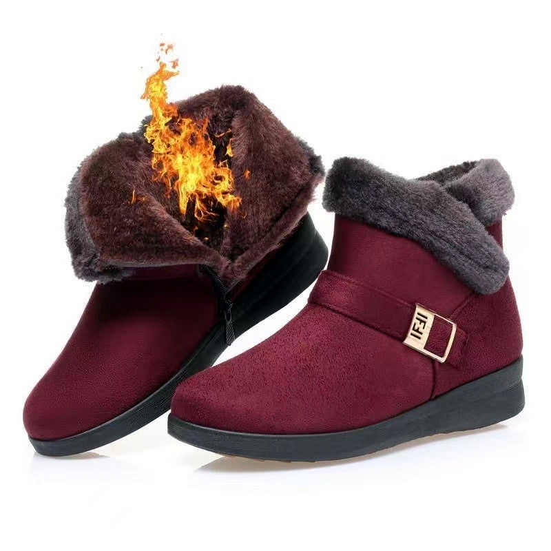 Women's Winter Boots, featuring plush warmth, zipper convenience, and comfortable flat soles