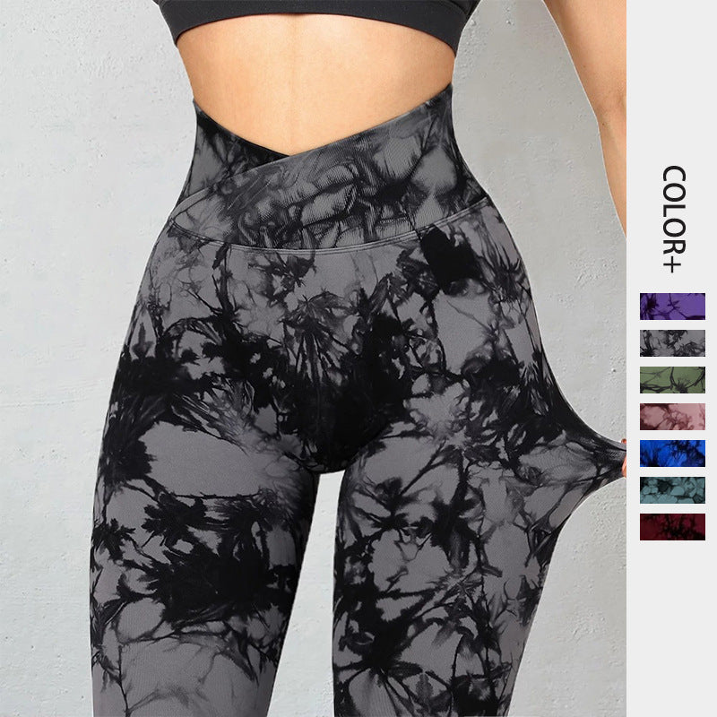 Leggings for Women with Seamless Design, Tie Dye Pattern, Ideal for Yoga, Sport, Fitness, Running, and Gym Workouts, Featuring a Push-Up Effect