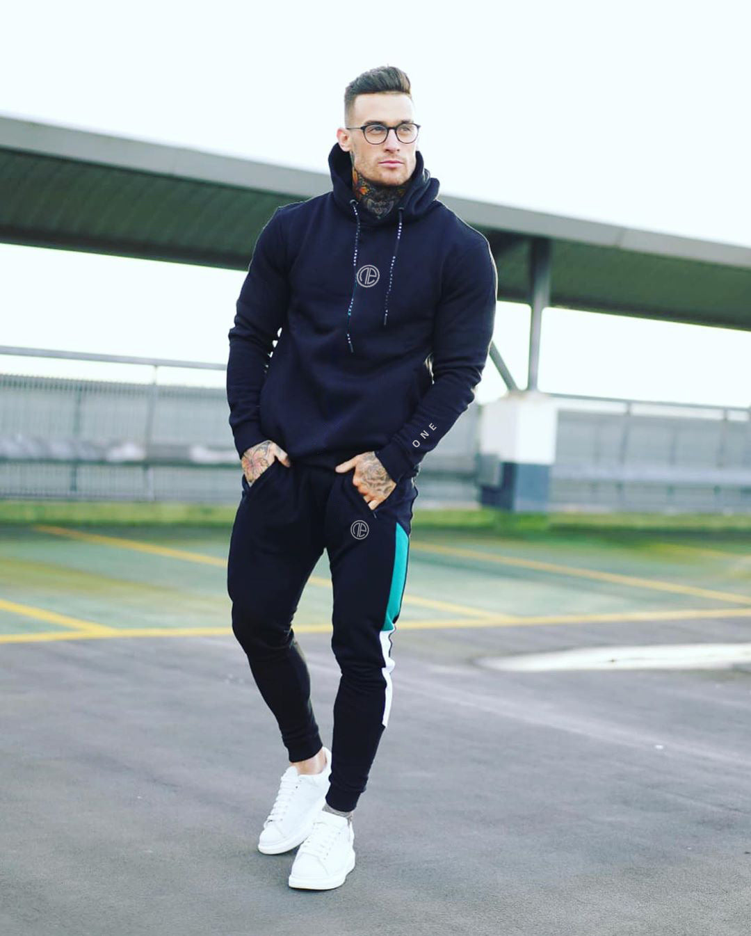 Fitness sports suit men's autumn suit hooded