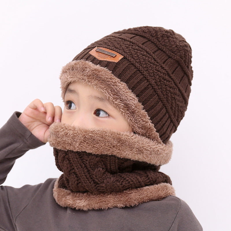 Warm Knit Winter Hat and Scarf Set for Kids: Fleece-Lined Beanie and Woolen Scarf, Ideal for Boys and Girls