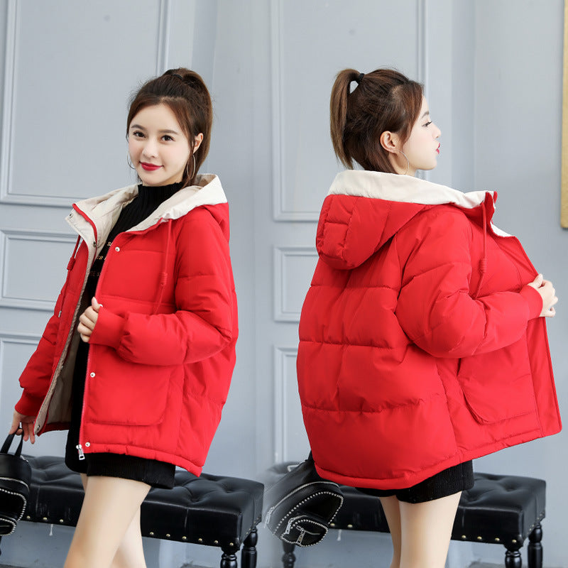 Women's Short INS Fluffy Cotton-Padded Jacket for Winter Comfort