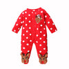 Cotton Polka Dot One-Piece Romper With Buttoned Round Neck Embroidered Deer Head One-piece