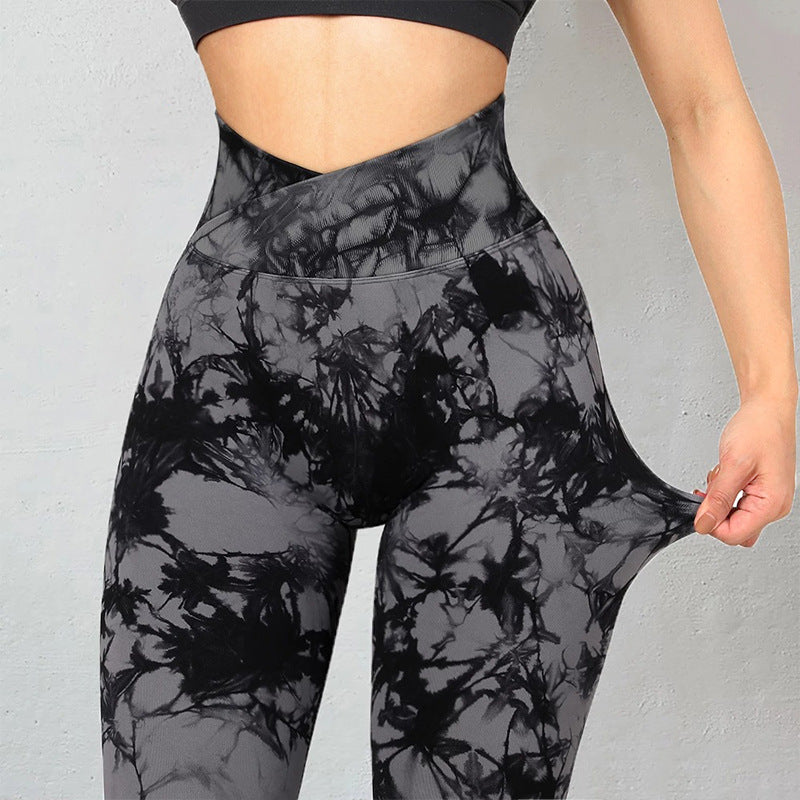 Leggings for Women with Seamless Design, Tie Dye Pattern, Ideal for Yoga, Sport, Fitness, Running, and Gym Workouts, Featuring a Push-Up Effect