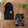 Two-Piece Toddler Boys' Sleeveless Hooded T-Shirt and Camo Pants Outfit Set