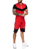 Men's summer color matching slim sports suit