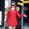 Women's Fashion Slim Fit Long Cotton-Padded Hooded Parka Jacket for Winter with Wadded Outerwear Coat