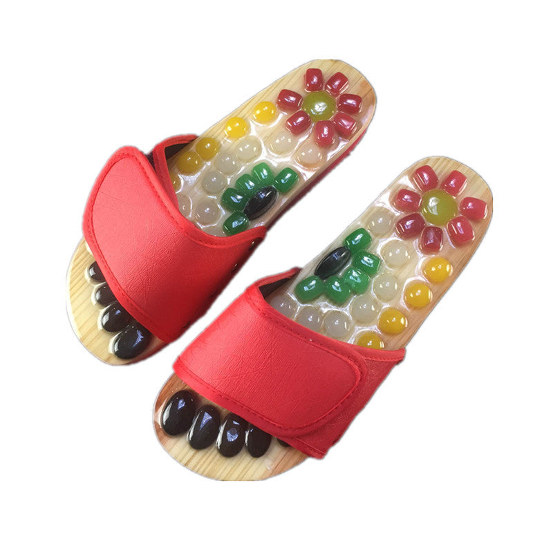 Newly Natural Pebble Stone Foot Massager Slippers Reflexology Care Blood Activating Foot Acupuncture Point Massage Shoes