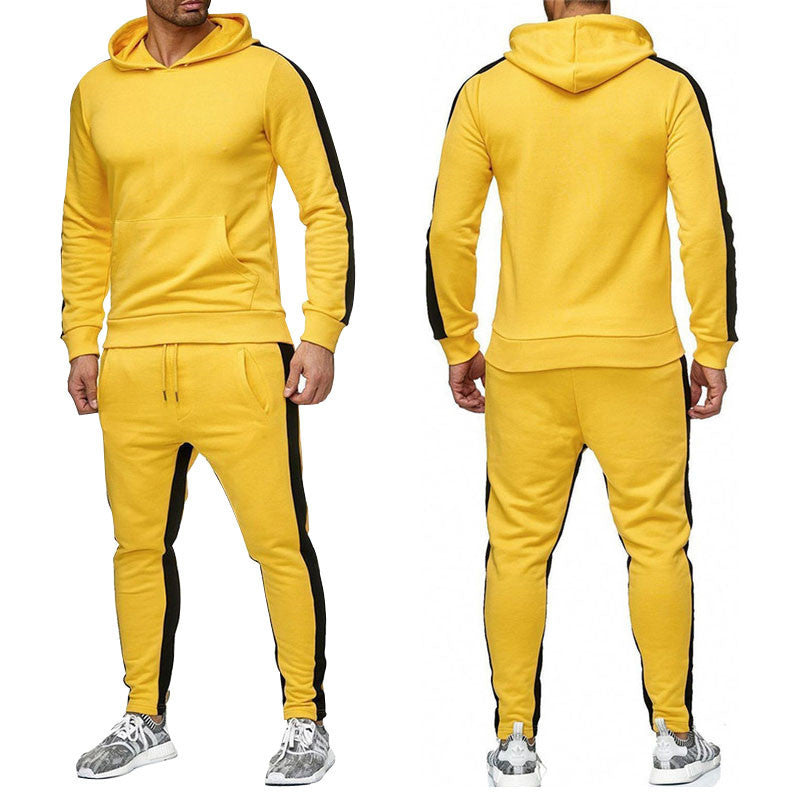 Colorblock Fleece Hoodie Sports Casual Suit