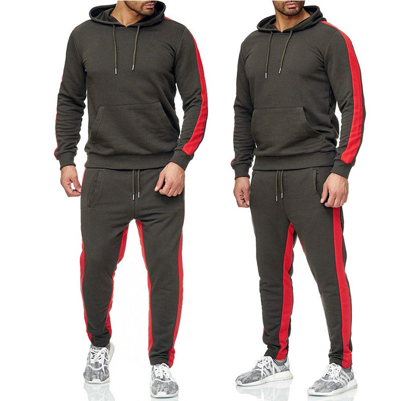 Colorblock Fleece Hoodie Sports Casual Suit