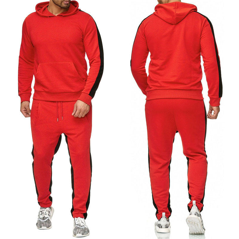 Colorblock Fleece Hoodie Sports Casual Suit