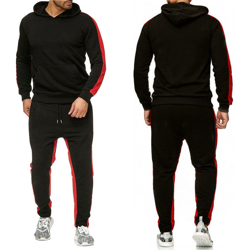 Colorblock Fleece Hoodie Sports Casual Suit