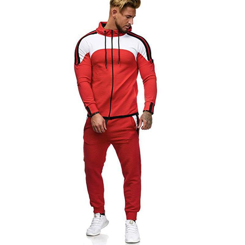 Casual Sportswear Color Matching Sweater Suit