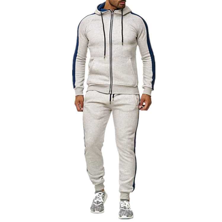 Men's color matching splicing casual suit