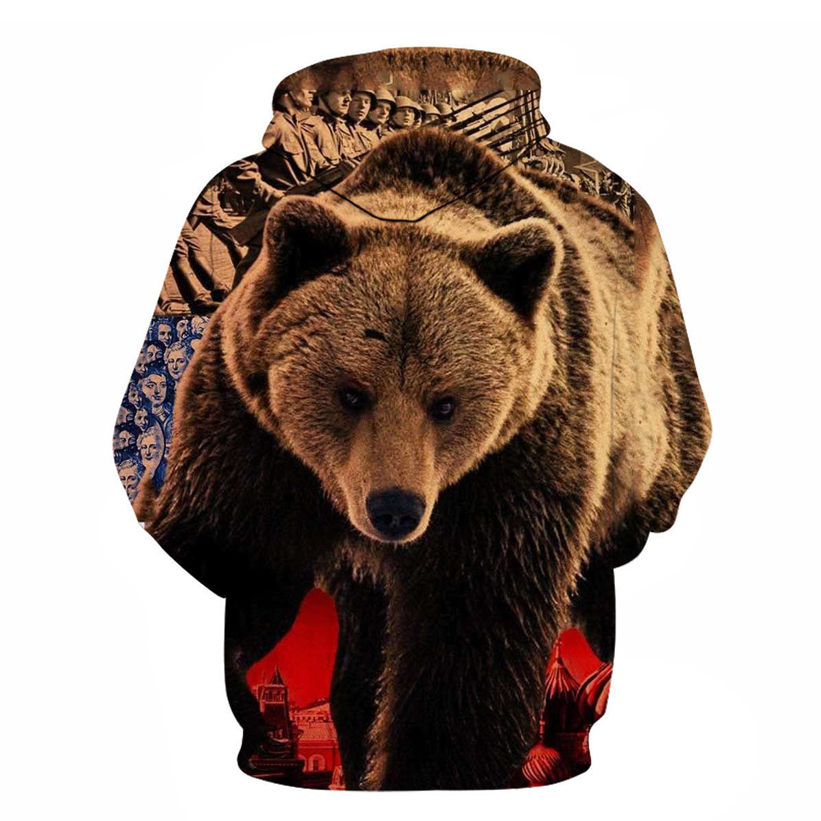 Men's Outdoor Pullover Hoodies with Autumn and Winter Animal Patterns in 3D Digital Printing