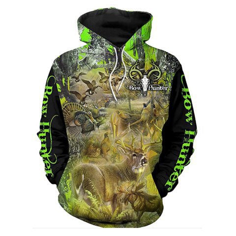 Men's Outdoor Pullover Hoodies with Autumn and Winter Animal Patterns in 3D Digital Printing