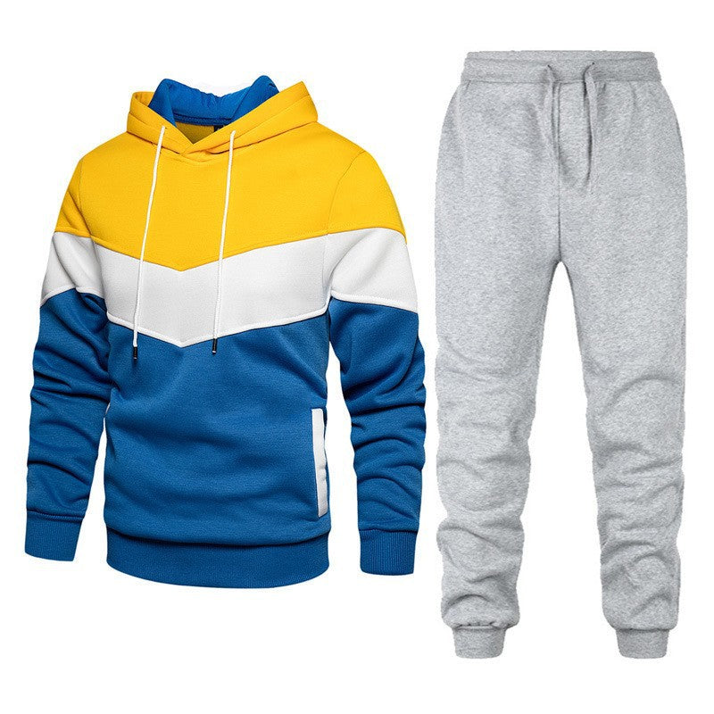 Color-Matching Hoodie Suit for Men, perfect for autumn and winter sports