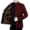 Men's Woolen Coat with Velvet Stand Collar and Fleece Lining for Autumn and Winter Warmth