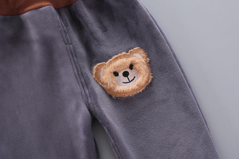 New Cartoon Plus Velvet Bear Three-piece Suit