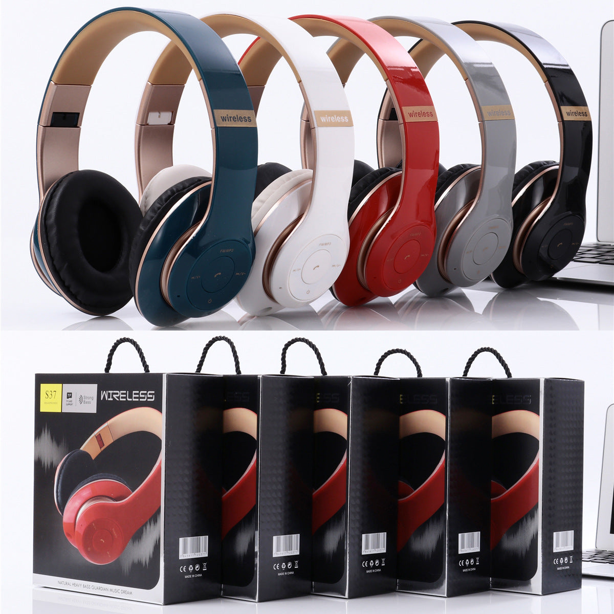 Wireless Foldable Headphones for Sports with Head-Mounted Design