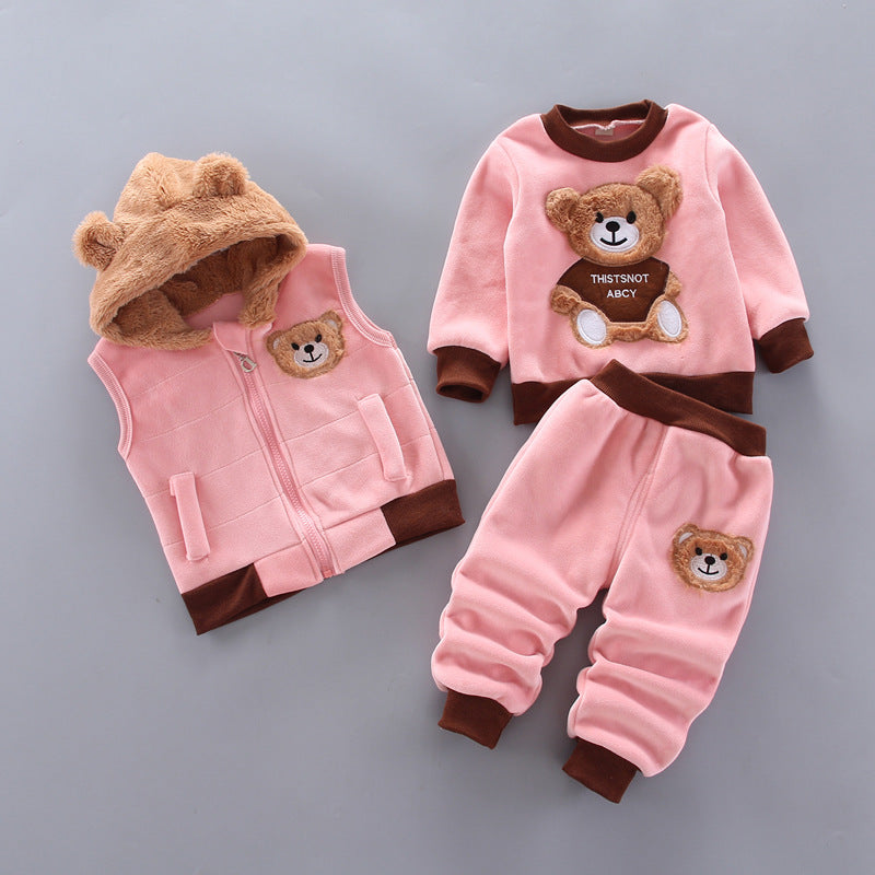 New Cartoon Plus Velvet Bear Three-piece Suit