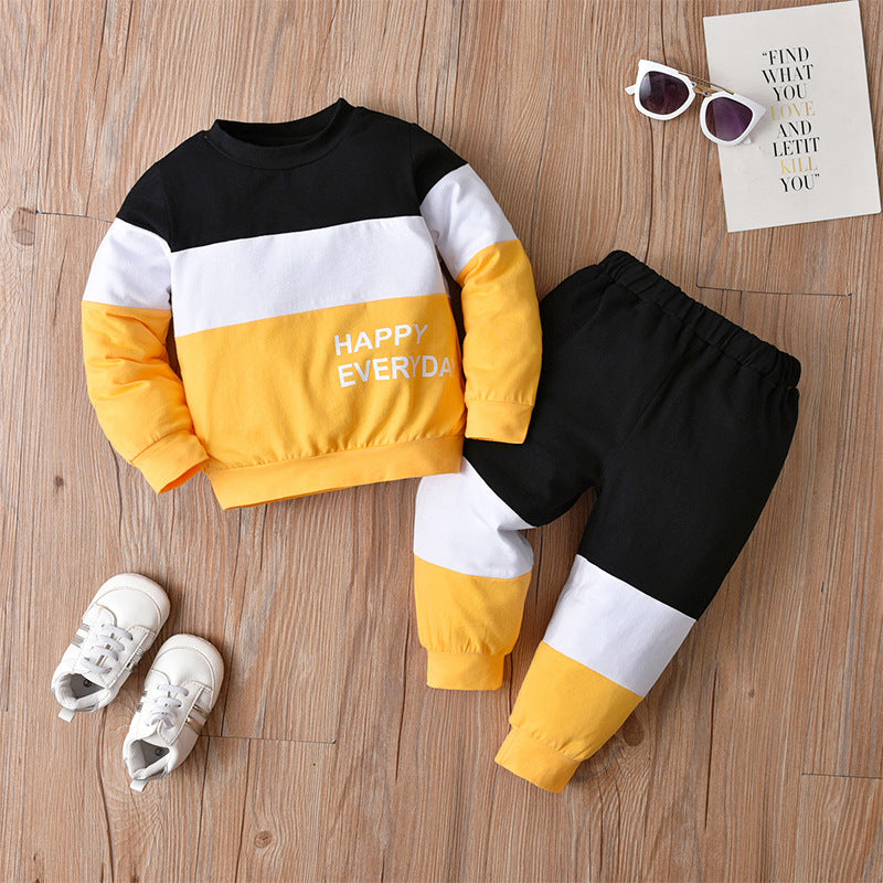 Boys And Girls Fashion Casual Round Neck Sweater Suit