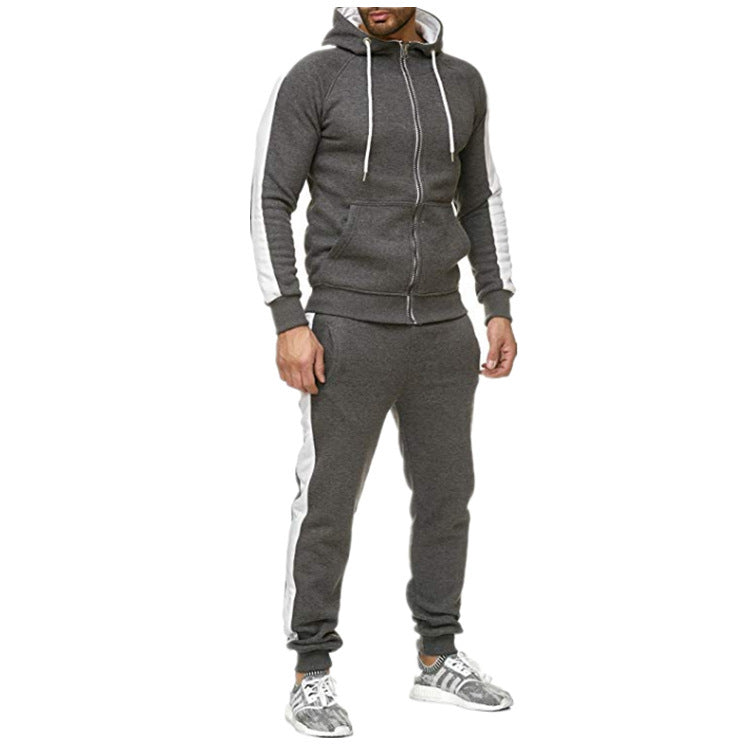 Men's color matching splicing casual suit