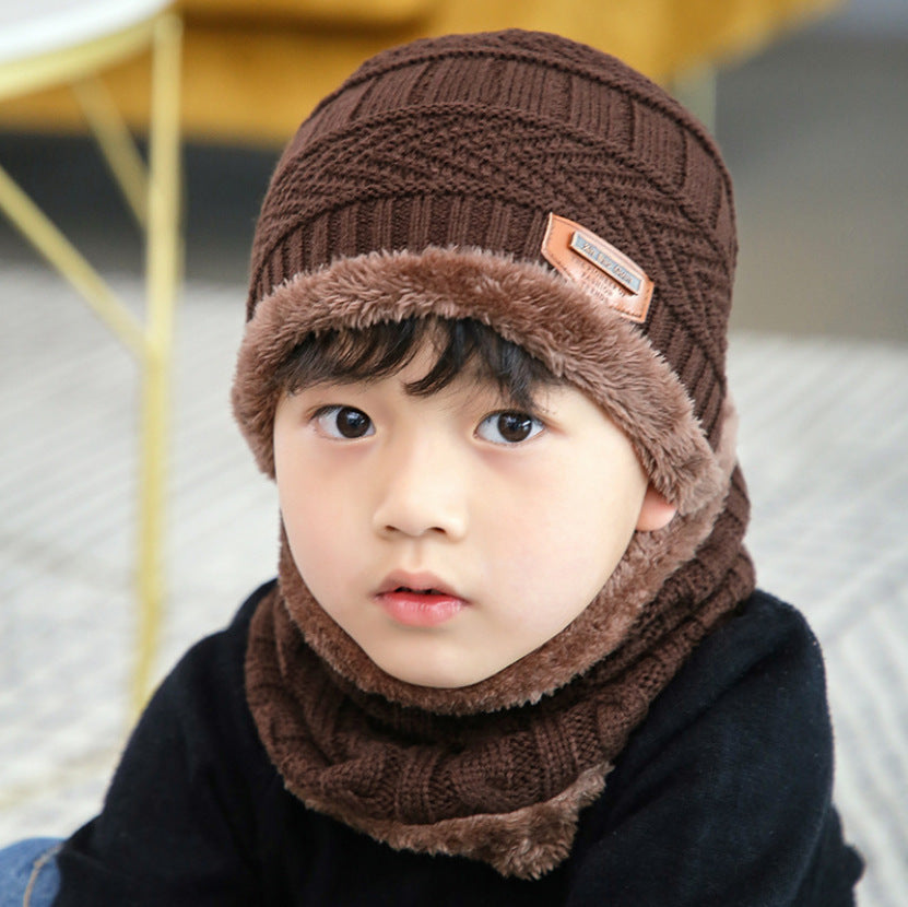 Warm Knit Winter Hat and Scarf Set for Kids: Fleece-Lined Beanie and Woolen Scarf, Ideal for Boys and Girls