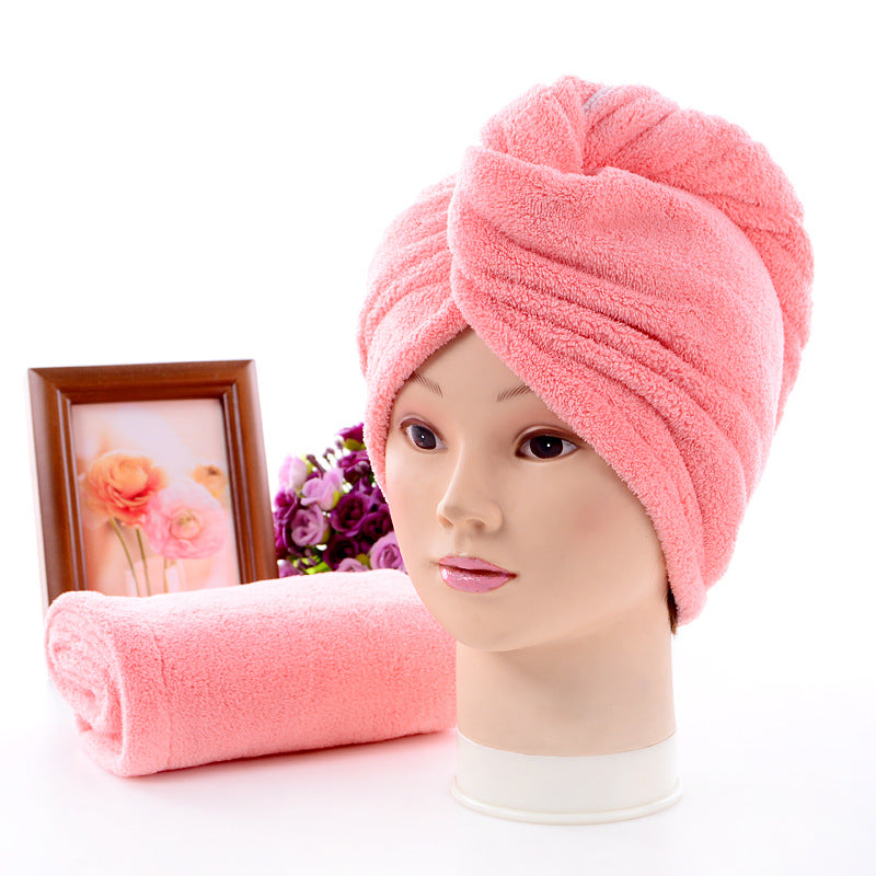 High-density Coral Fleece Dry Hair Cap Plain Absorbent Shower Cap Quick-drying Headband Turban