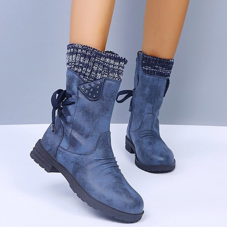 Snow boots for women with lace-up design, perfect for winter