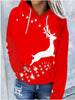 Christmas-Themed Colorful Printed Drawstring Hooded Sweater