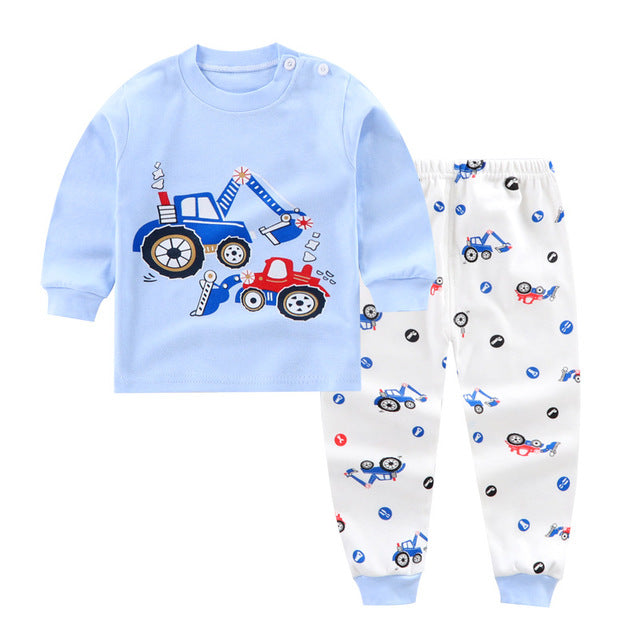 Long-Sleeved Autumn and Winter Pajamas for Girls and Boys