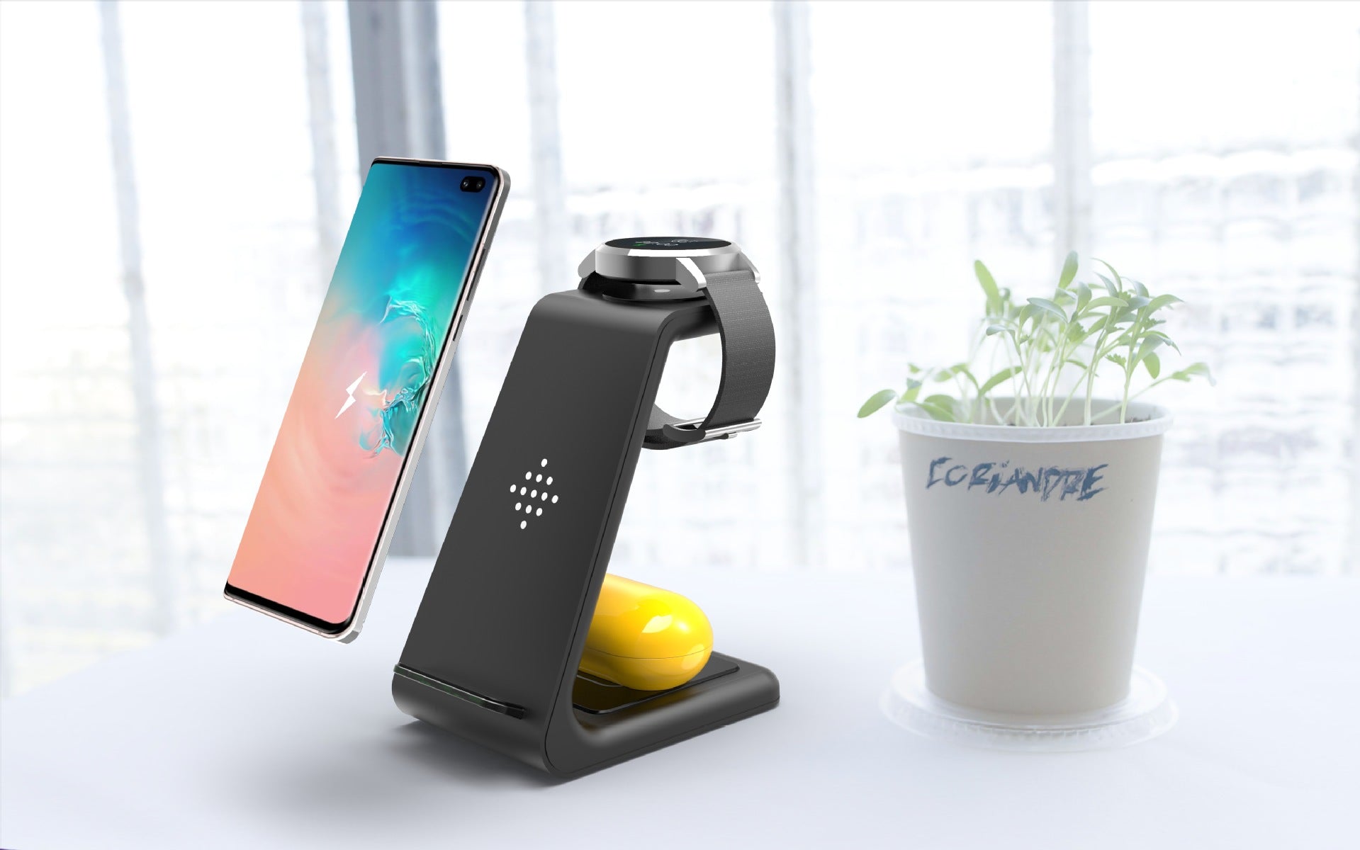 3-in-1 Fast Charging Station with Wireless Charger Stand and Quick Charge Dock for Phones