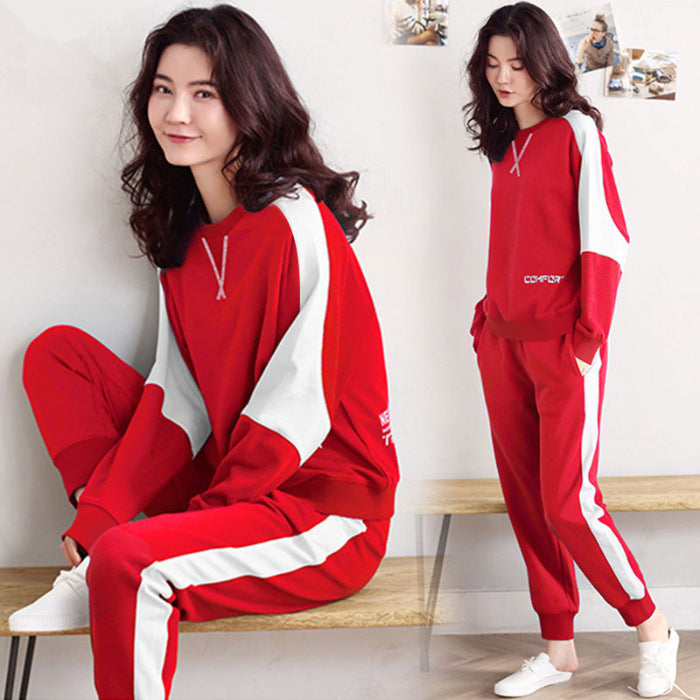 Color matching long sleeve women's suit