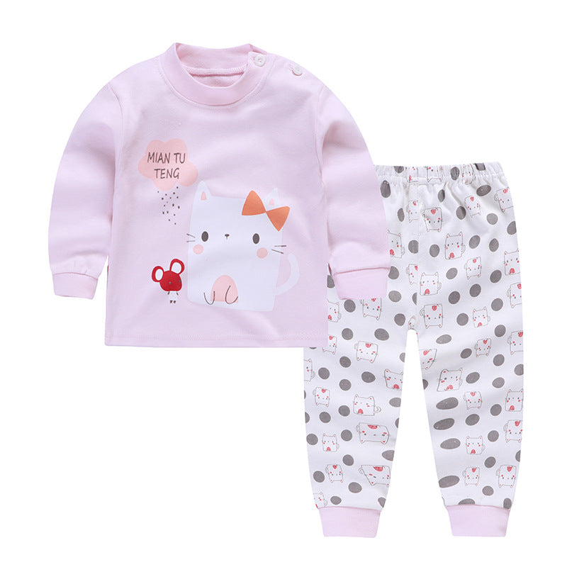 Long-Sleeved Autumn and Winter Pajamas for Girls and Boys