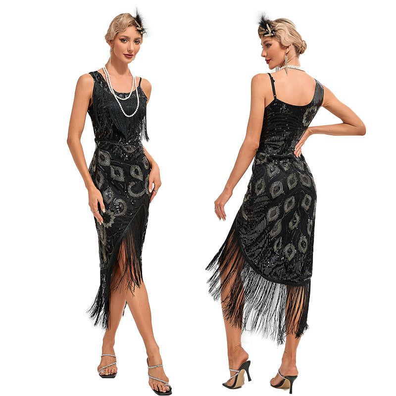 Women's Retro Tassel Polyester Fiber Dress