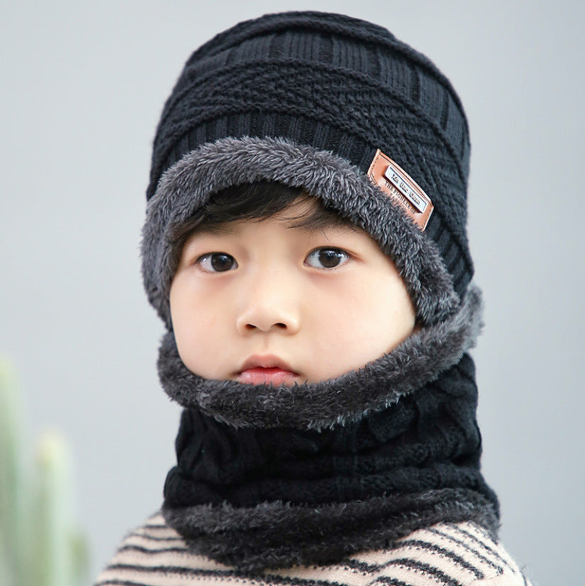 Warm Knit Winter Hat and Scarf Set for Kids: Fleece-Lined Beanie and Woolen Scarf, Ideal for Boys and Girls