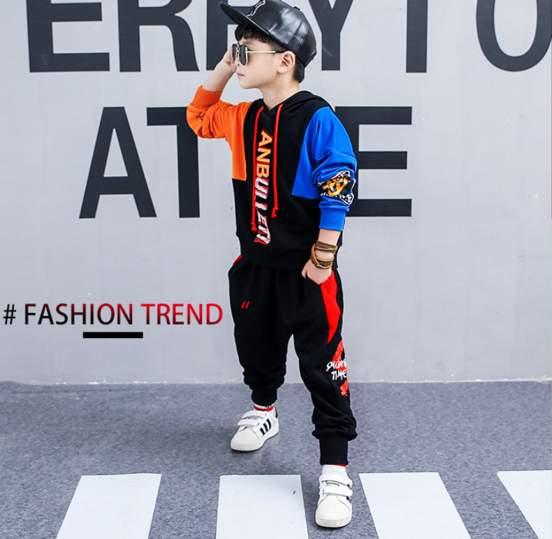 Boys spring suit long-sleeved sports two-piece suit tide clothes