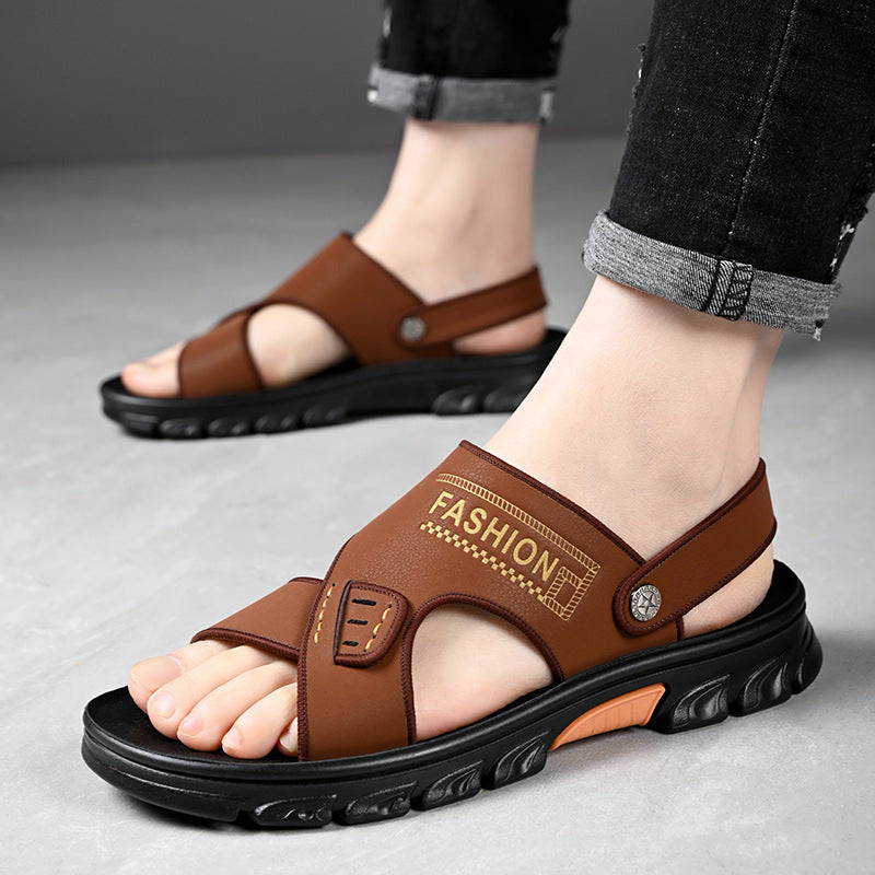 Summer Cowhide Sandals for Men: Comfortable Beach Footwear