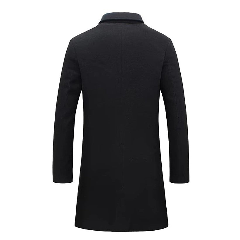 Men's Mid-length Woolen Trench Coat in Multi-color