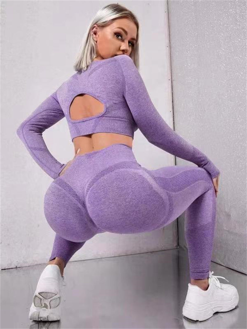 Seamless 2-Piece Yoga Pants and Long Sleeve Tops Set: Enhancing Butt Lift, Slim Fit Workout Attire for Gym, Fitness, and Sports