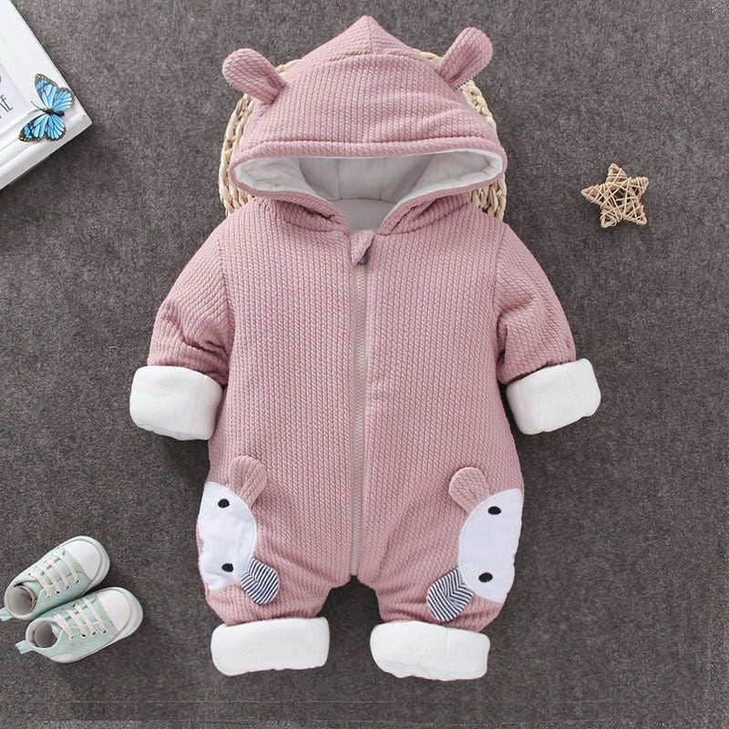 Infant Snowsuit Jumpsuit: Warm and Cozy Coat for Fall-Winter Seasons. Perfect for babies aged 2 to 18 months