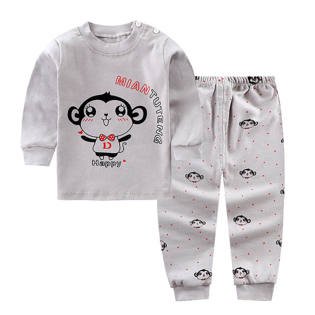 Long-Sleeved Autumn and Winter Pajamas for Girls and Boys