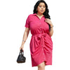 Women's Solid Color Lace Up Waist Slimming Dress