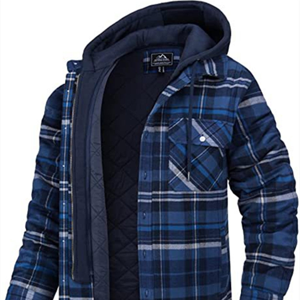 Loose Plaid Men's Long Sleeves with Thick Padding