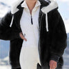 Plush Zipper Hooded Jacket for Women with a Relaxed Fit