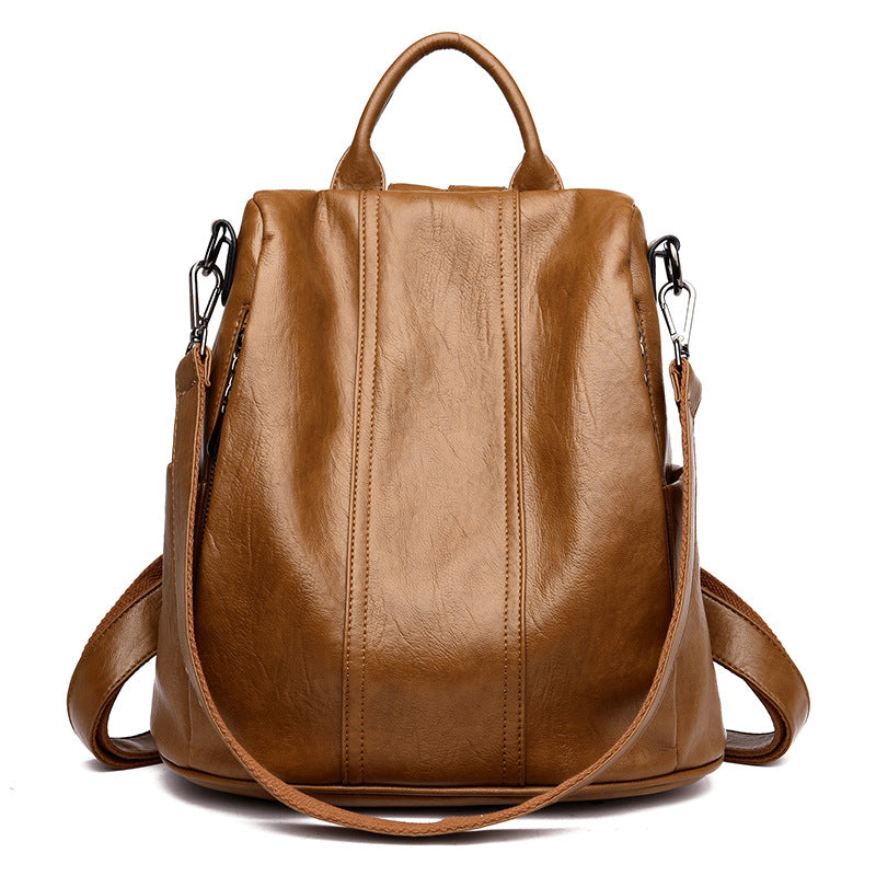 Fashionable Women's Cattlehide Leather Backpack with Anti-theft and Multifunctional Features