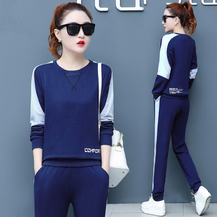 Color matching long sleeve women's suit